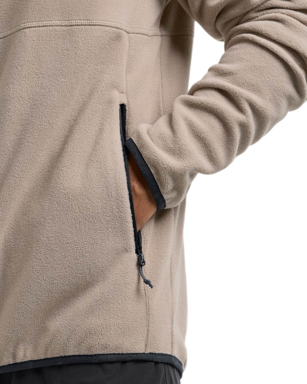Beach Beige coloured Didriksons Mens Vito Full Zip Fleece on white background