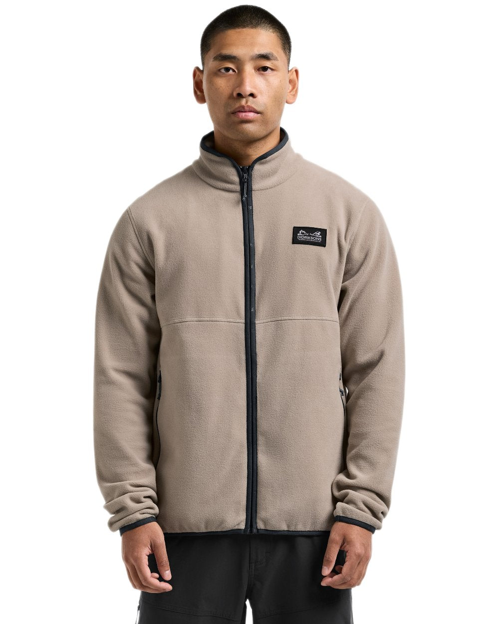 Beach Beige coloured Didriksons Mens Vito Full Zip Fleece on white background