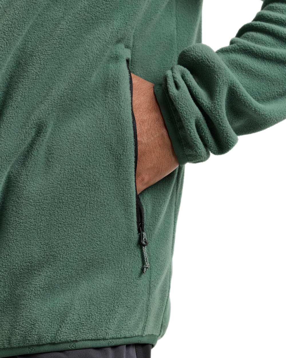 Dark Moss coloured Didriksons Mens Vito Full Zip Fleece on white background