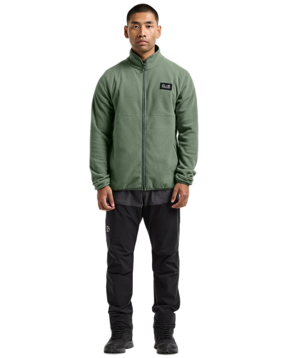 Light Moss coloured Didriksons Mens Vito Full Zip Fleece on white background