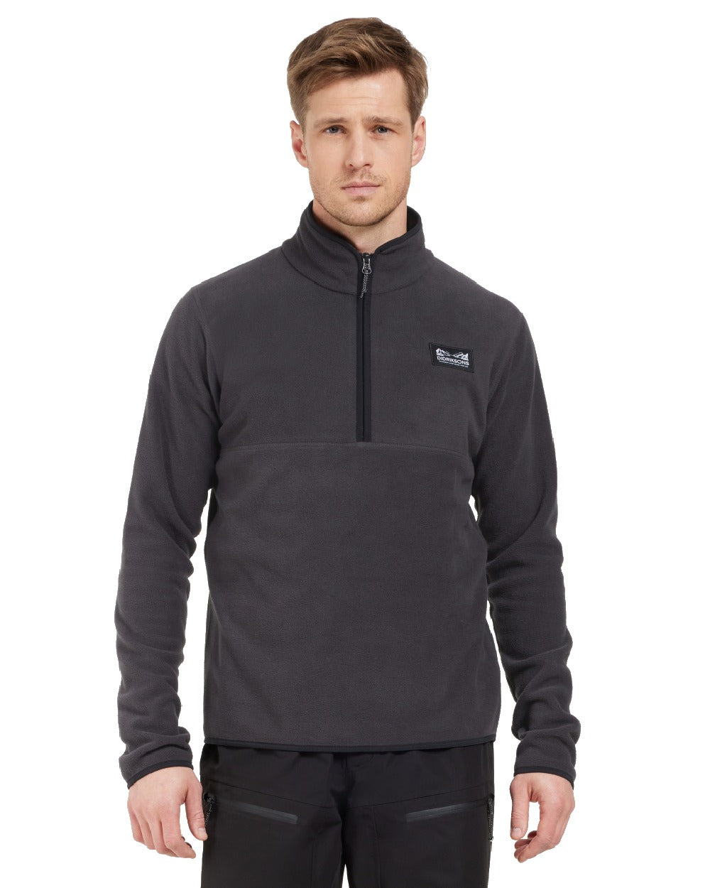 Graphite coloured Didriksons Mens Vito USX Half Zip Sweater on white background