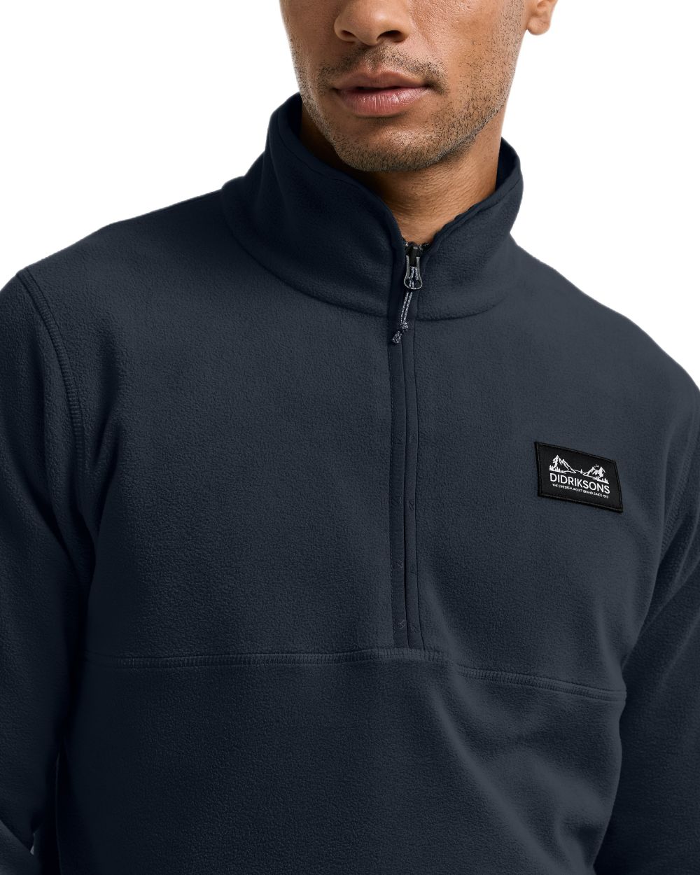 Sleepy Blue coloured Didriksons Mens Vito USX Half Zip Sweater on white background