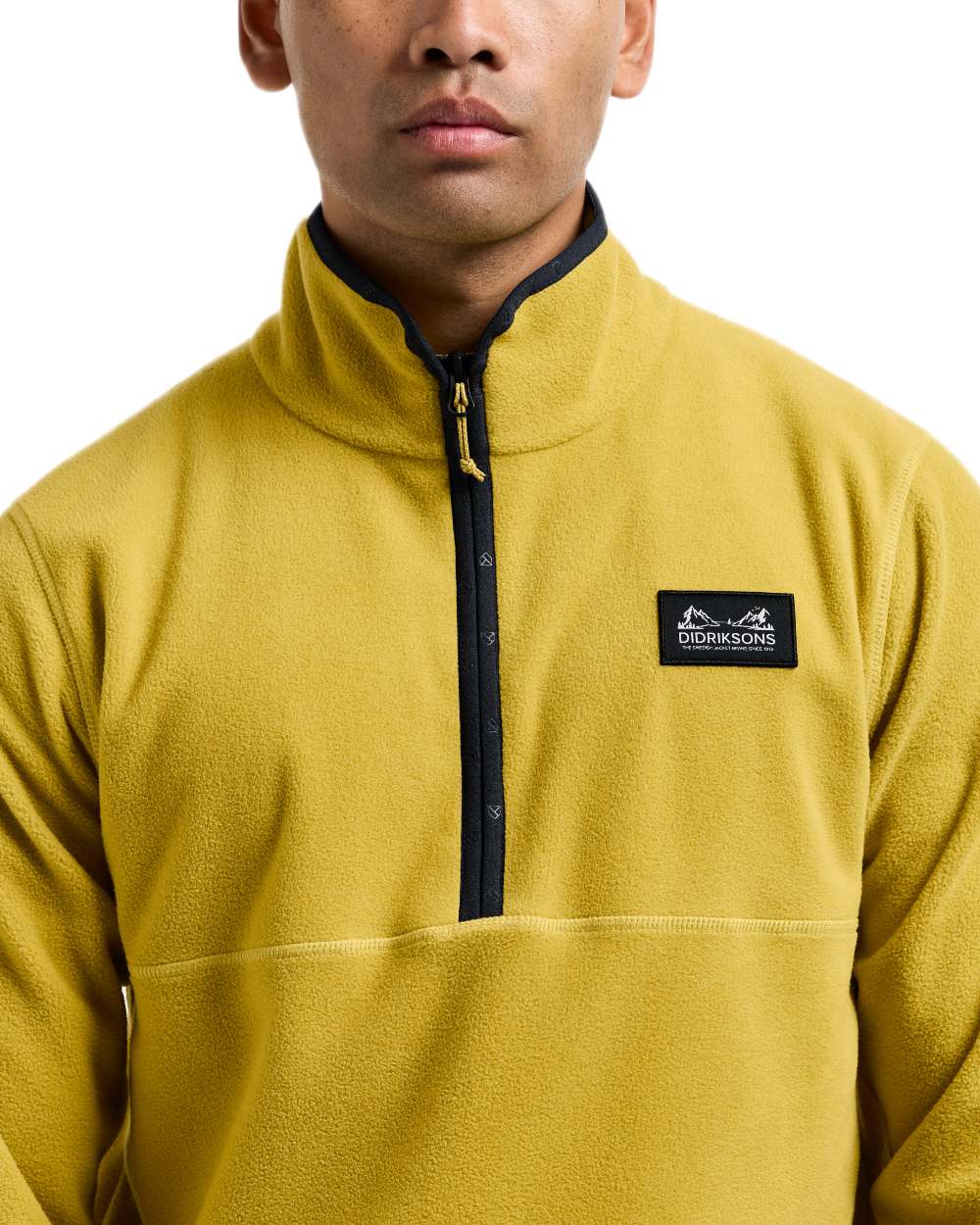 Yellow Pollen coloured Didriksons Mens Vito USX Half Zip Sweater on white background