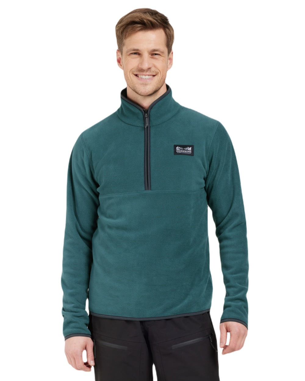 Star Blue coloured Didriksons Mens Vito USX Half Zip Sweater on white background