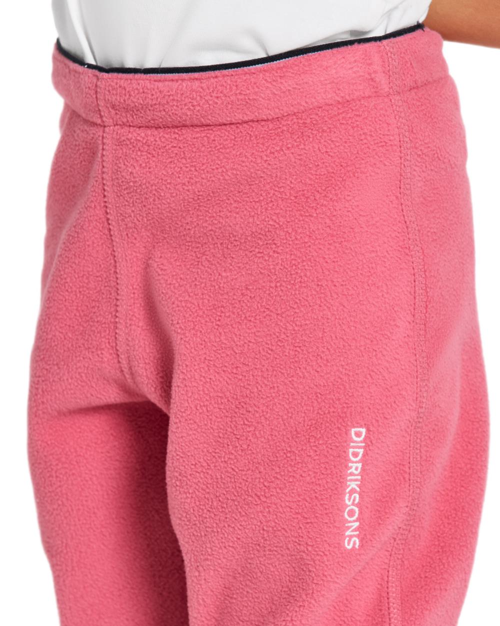 Dusty Azalea coloured Didriksons Monte Kids Pants on white background