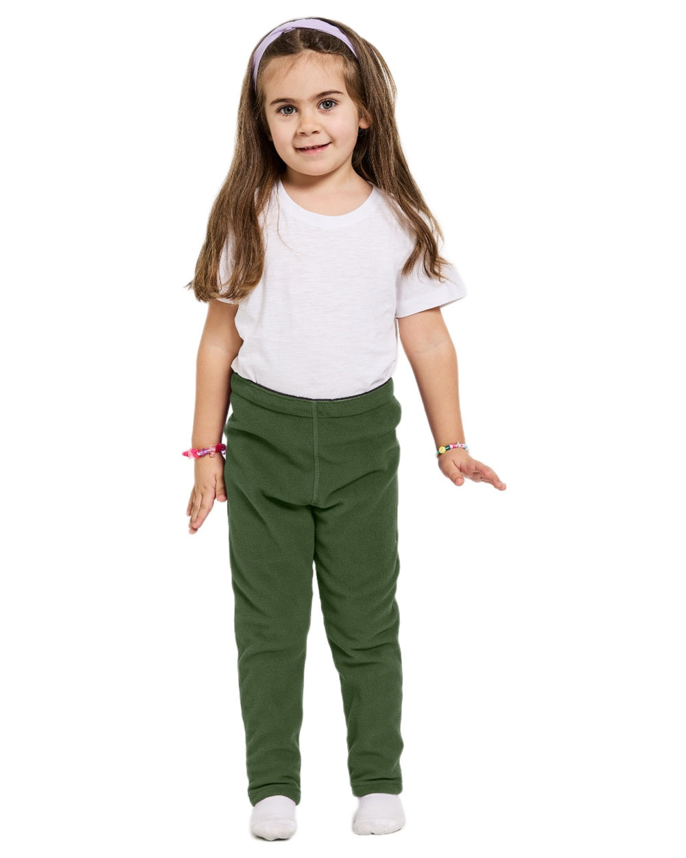 Pine Green coloured Didriksons Monte Kids Pants on white background