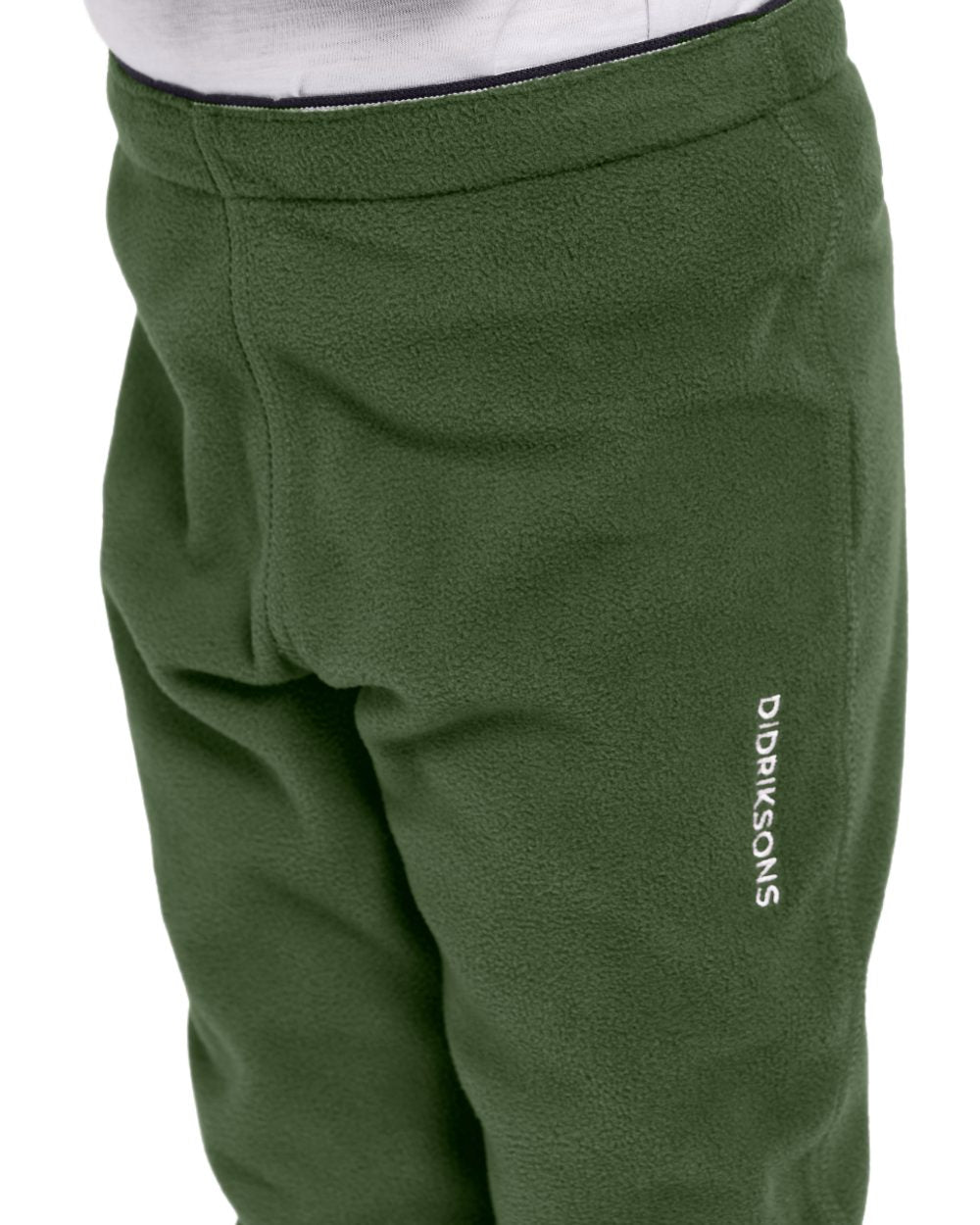 Pine Green coloured Didriksons Monte Kids Pants on white background