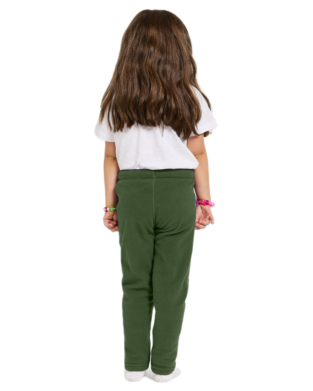 Pine Green coloured Didriksons Monte Kids Pants on white background