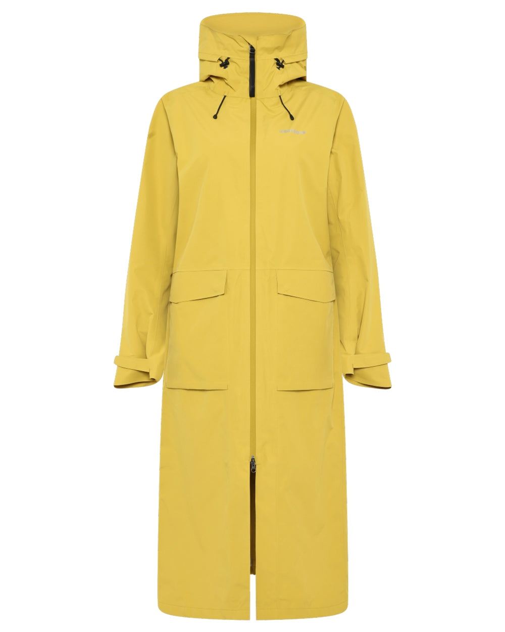 Yellow Pollen coloured Didriksons Nadja Womens Long Parka 4 on white background