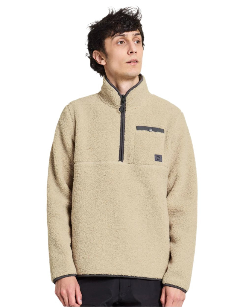 Clay Beige coloured Didriksons Phoenix Half Zip Sweater on white background