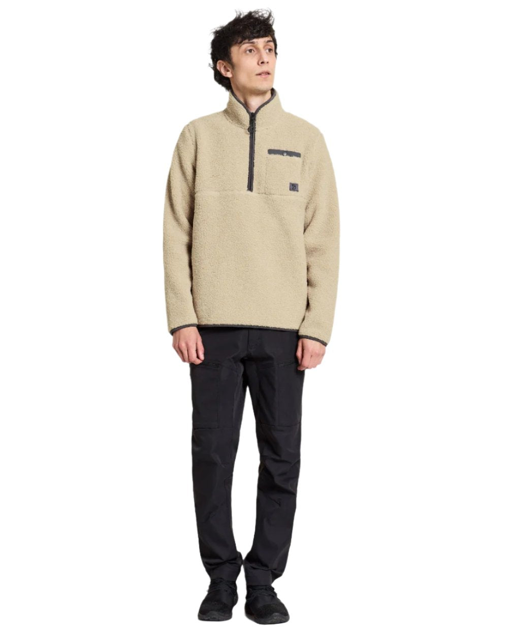 Clay Beige coloured Didriksons Phoenix Half Zip Sweater on white background