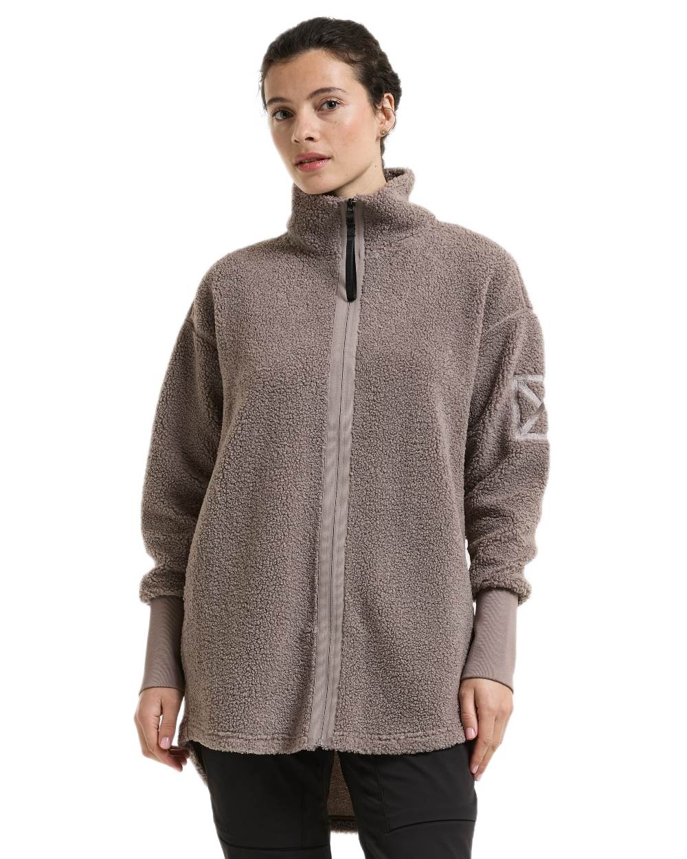 Ash Brown coloured Didriksons Sally Full Zip Fleece Jacket 2 on white background