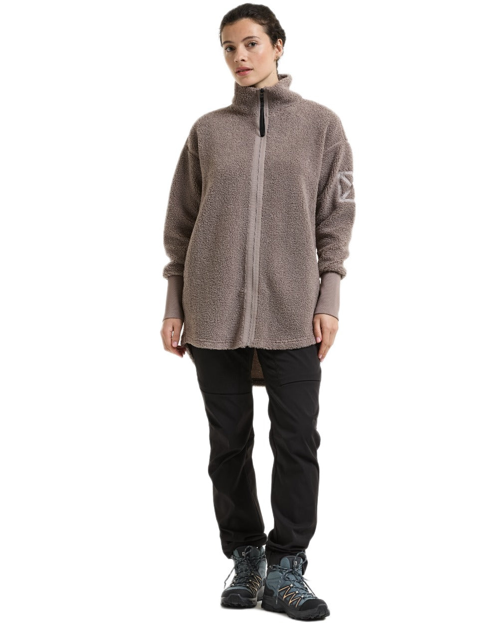 Ash Brown coloured Didriksons Sally Full Zip Fleece Jacket 2 on white background