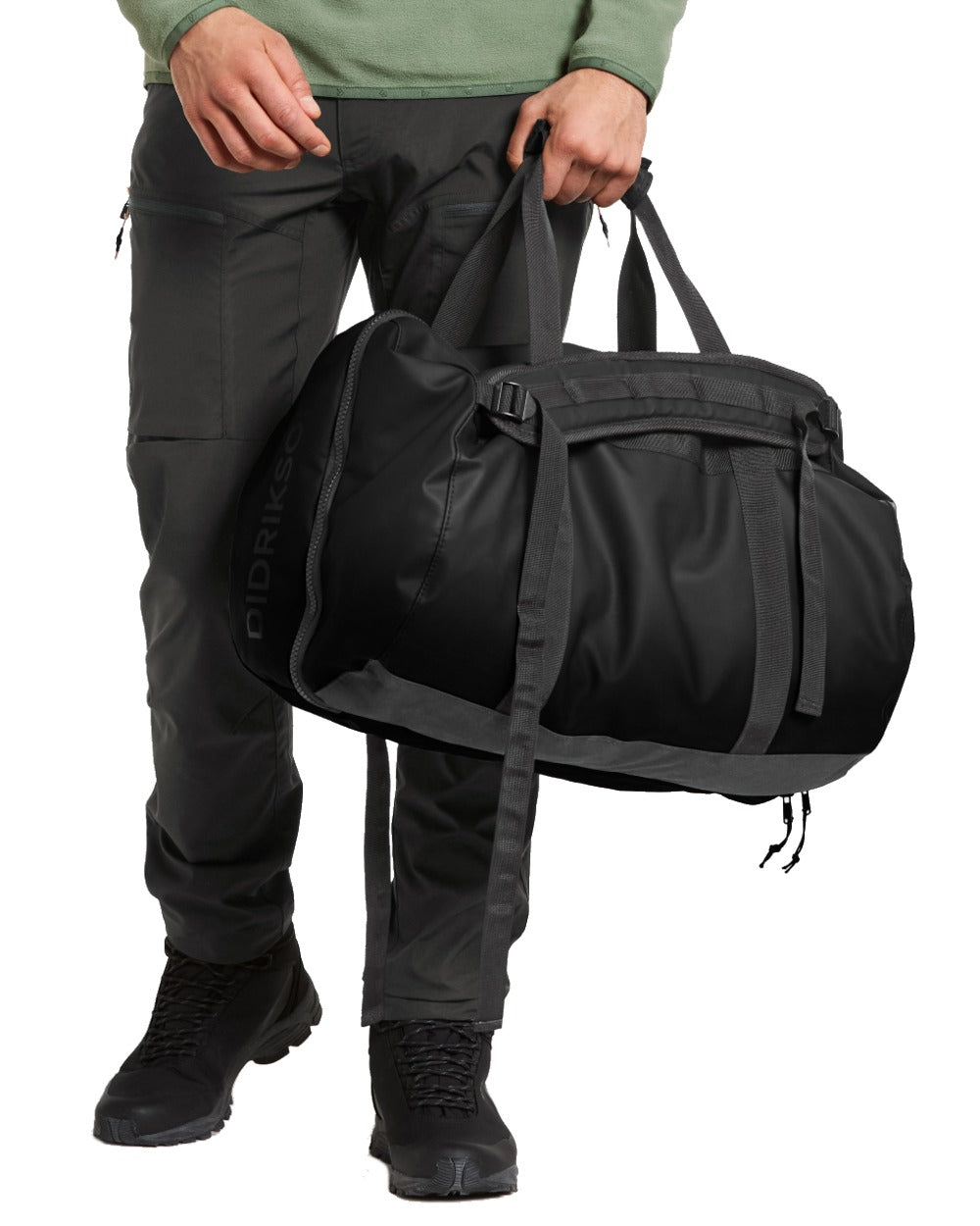 Black coloured Didriksons Sauda Duffel Bag on white background
