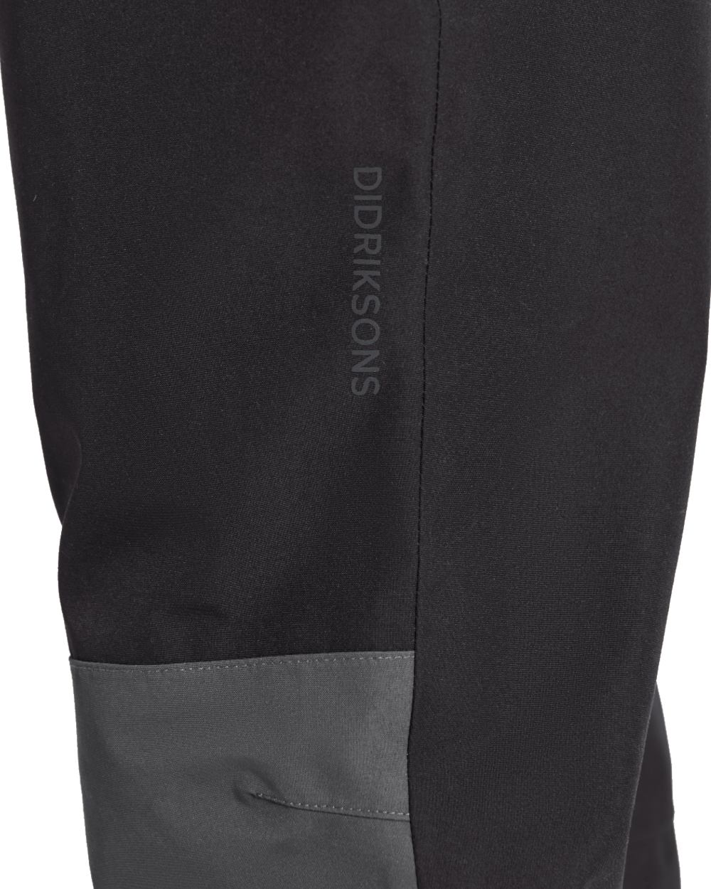 Black coloured Didriksons Childrens Svalort Pants on white background