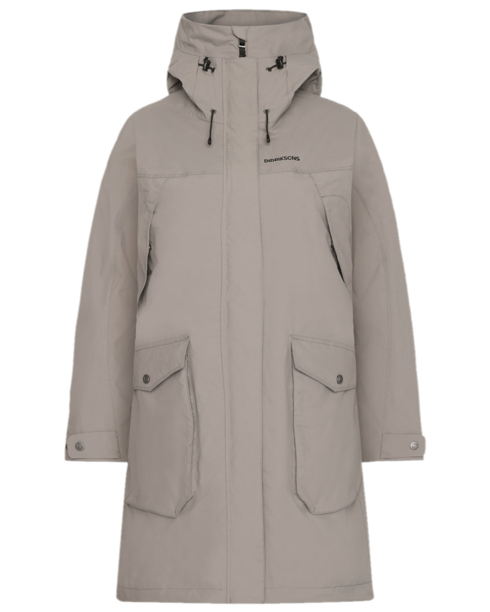 Ash Brown Coloured Didriksons Thelma Womens Parka 10 on white background