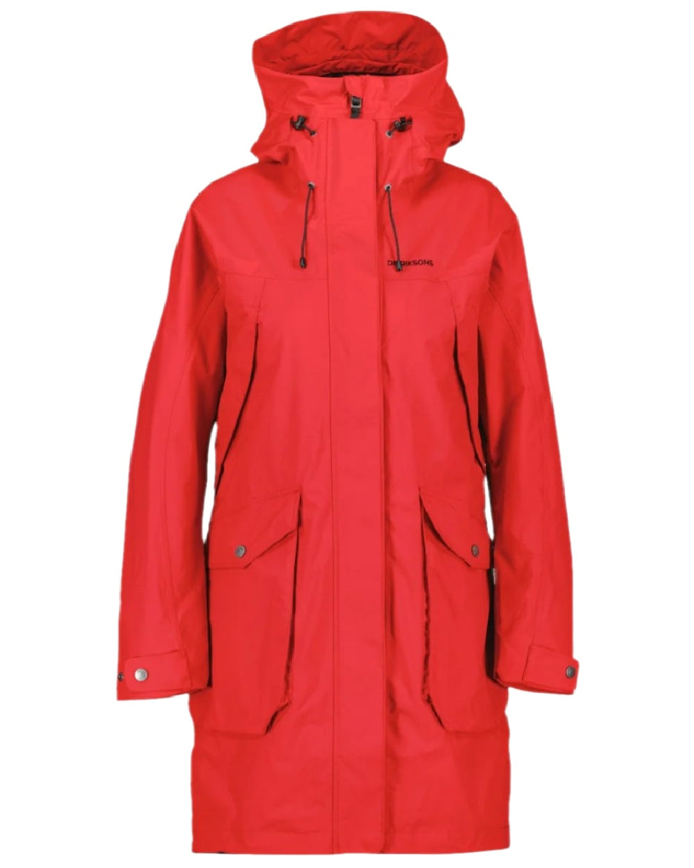 Pomme Red Coloured Didriksons Thelma Womens Parka 10 on white background