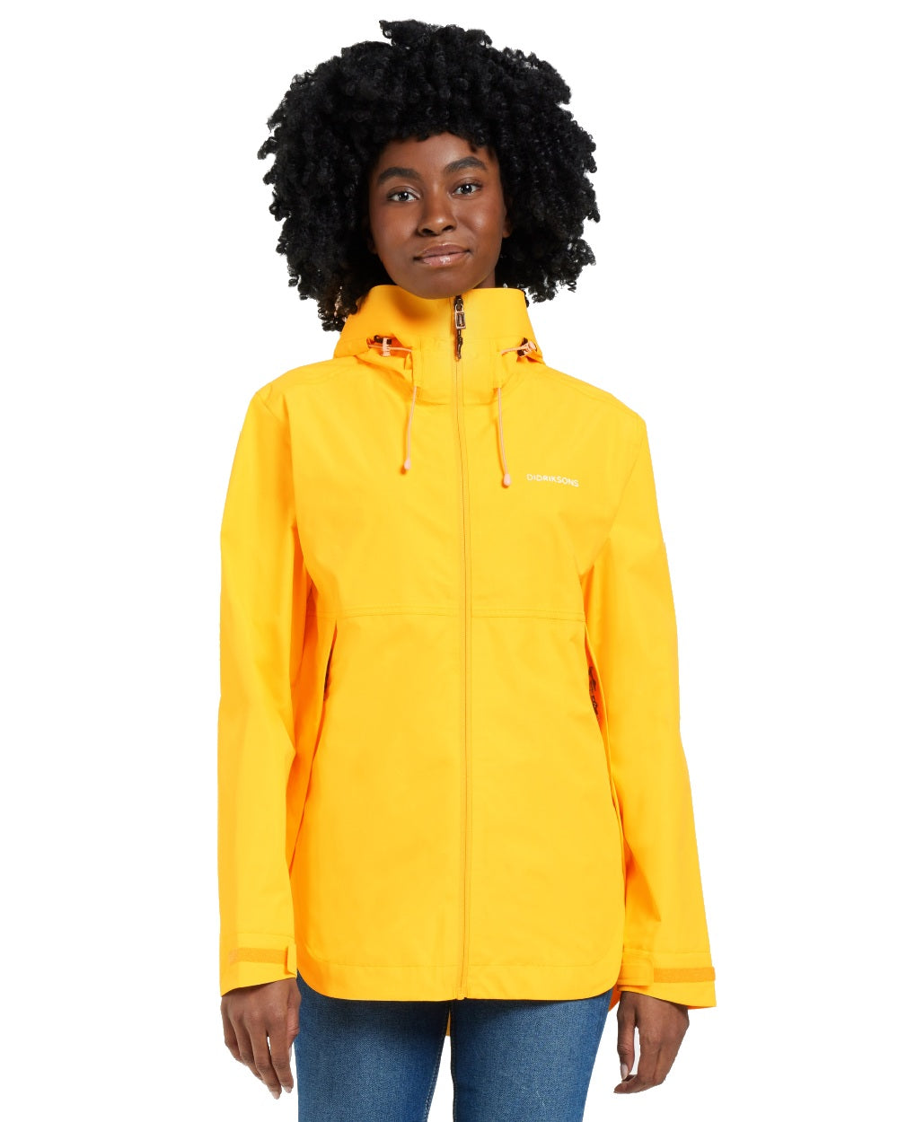 Warm Yellow coloured Didriksons Tilde Womens Jacket on white background