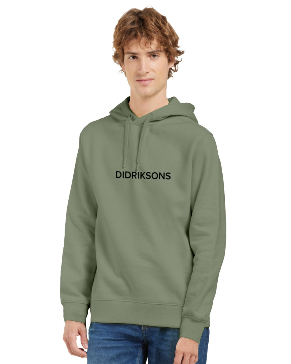 Light Moss coloured Didriksons Mens Ven Hoodies on white background