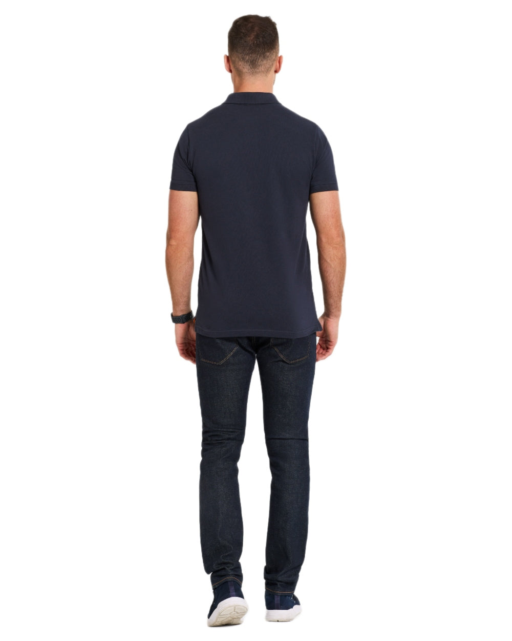 Dark Night Blue coloured Didriksons Ville Pike Polo Shirt 2 on white background
