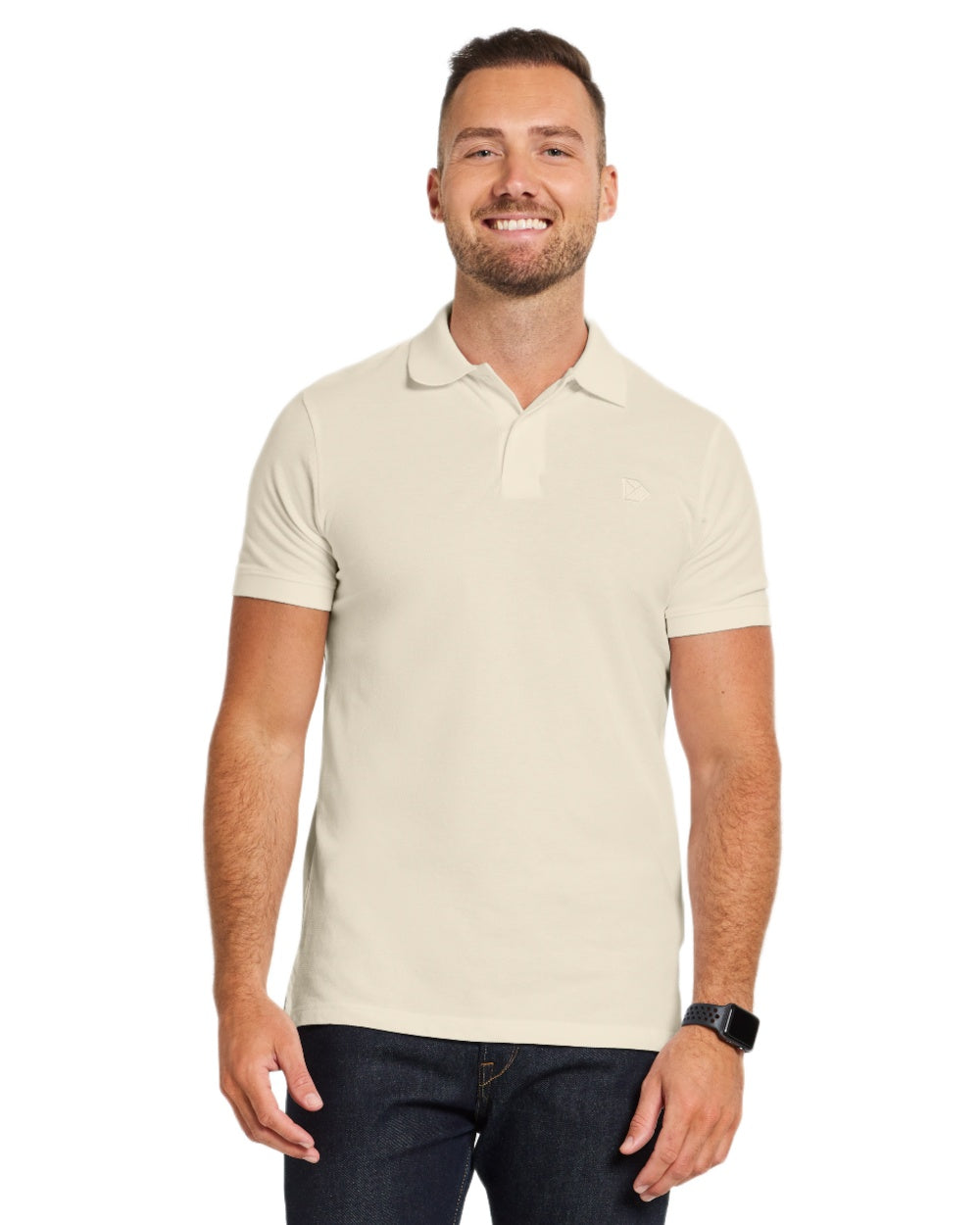 Light Beige coloured Didriksons Ville Pike Polo Shirt 2 on white background