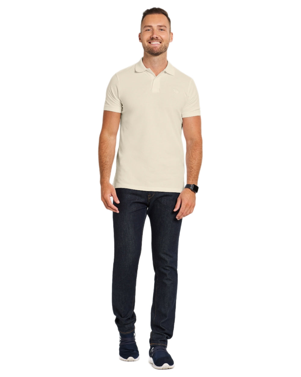 Light Beige coloured Didriksons Ville Pike Polo Shirt 2 on white background