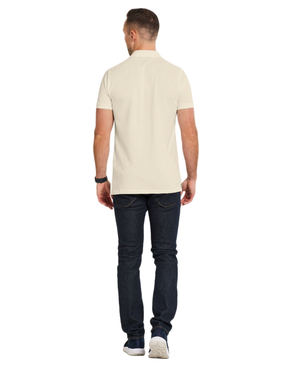 Light Beige coloured Didriksons Ville Pike Polo Shirt 2 on white background