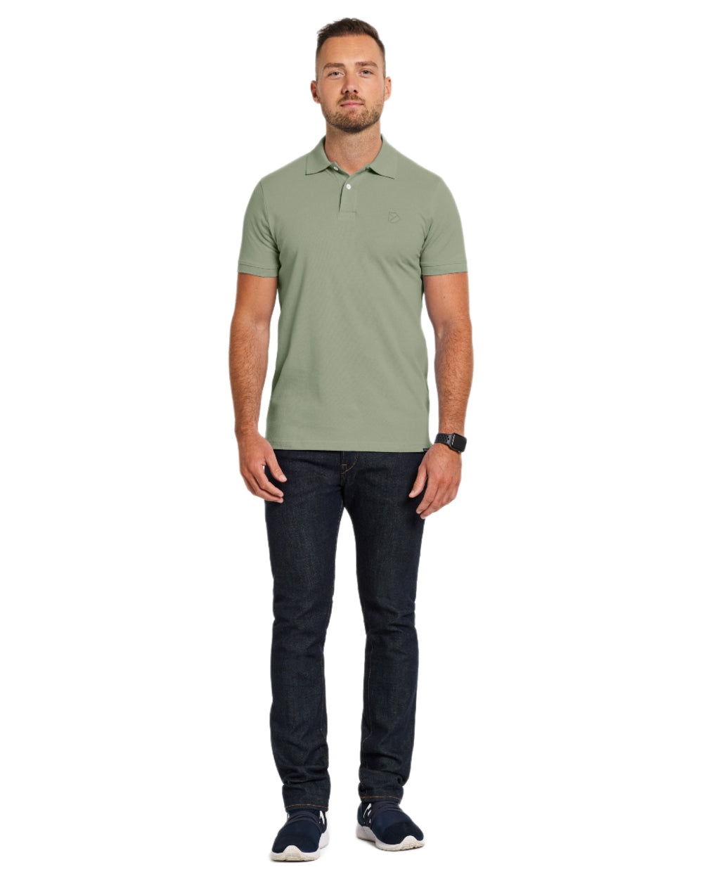 Light Moss coloured Didriksons Ville Pike Polo Shirt 2 on white background