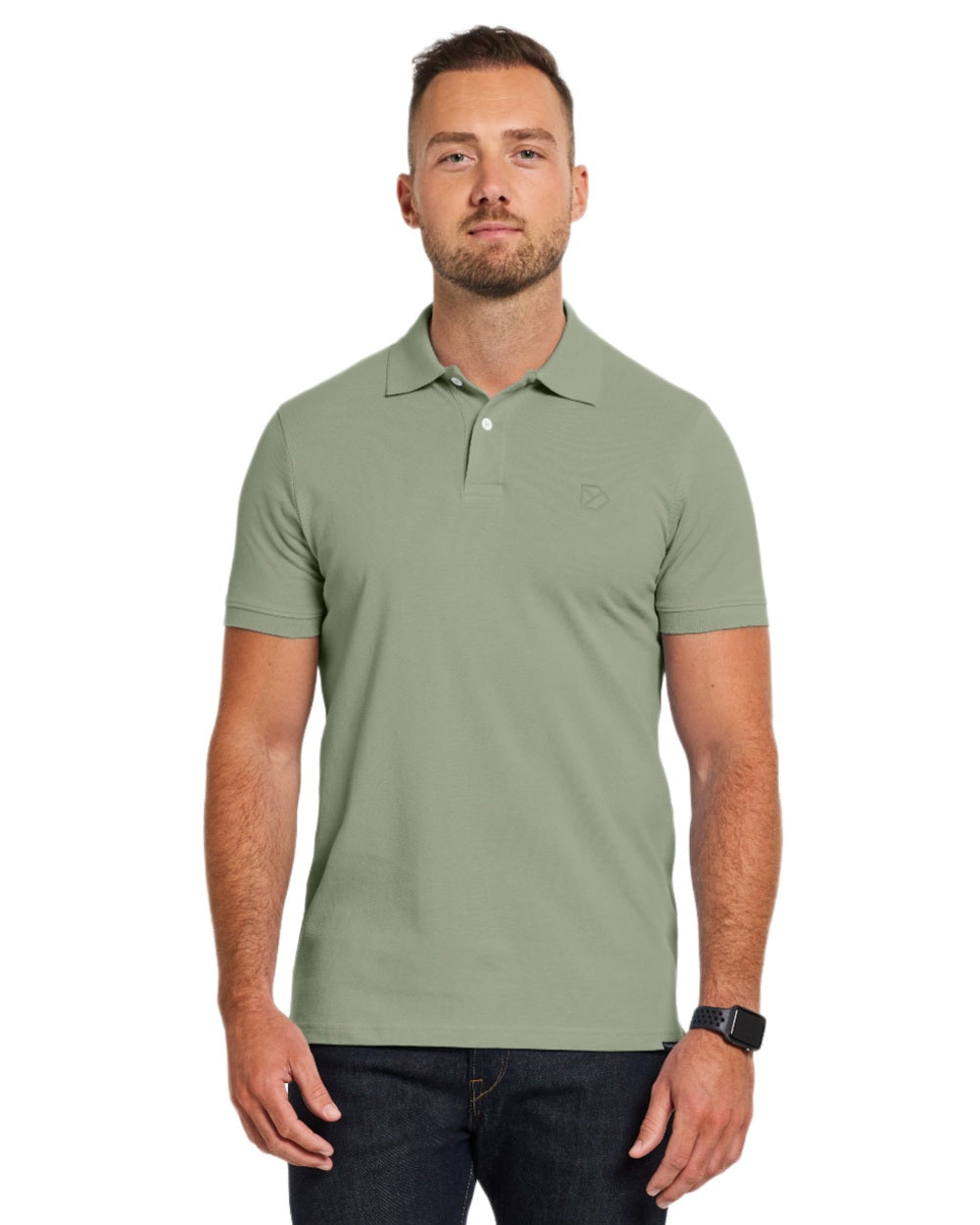 Light Moss coloured Didriksons Ville Pike Polo Shirt 2 on white background