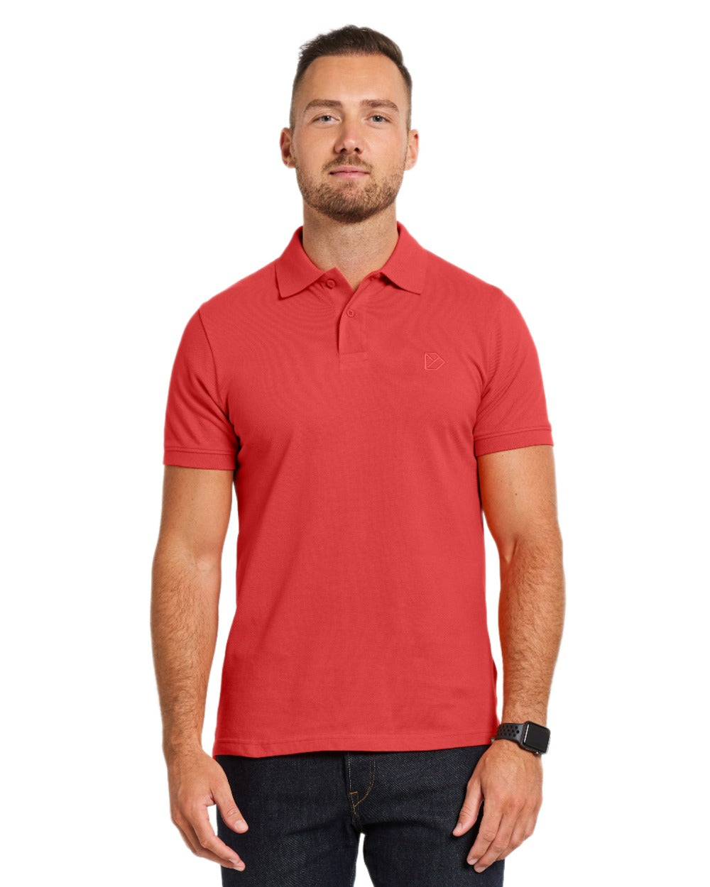 Pomme Red coloured Didriksons Ville Pike Polo Shirt 2 on white background