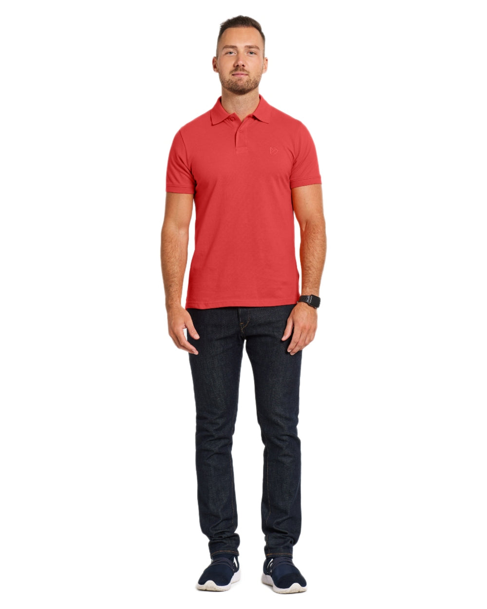 Pomme Red coloured Didriksons Ville Pike Polo Shirt 2 on white background
