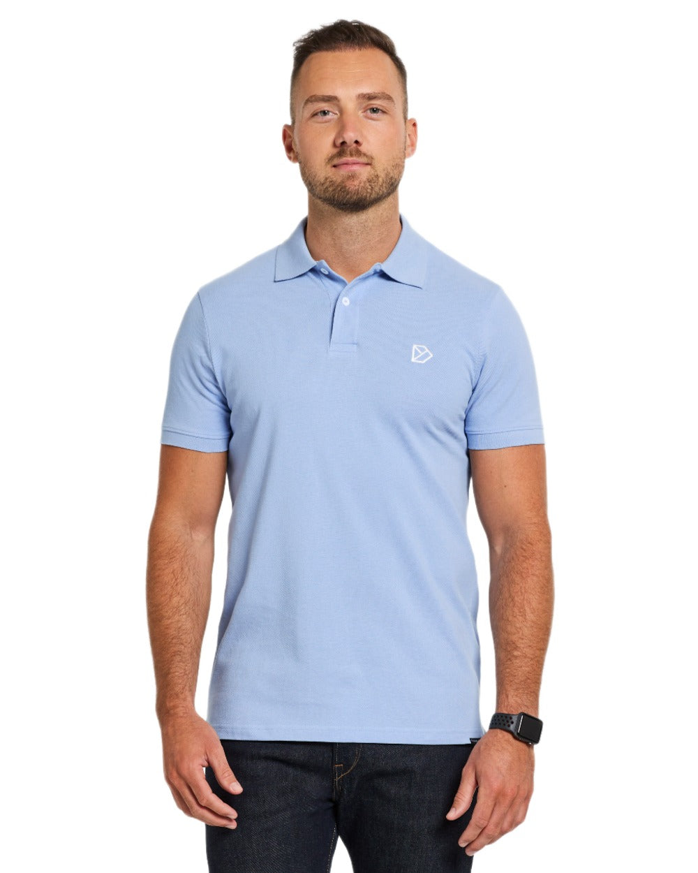 Sea Blue coloured Didriksons Ville Pike Polo Shirt 2 on white background