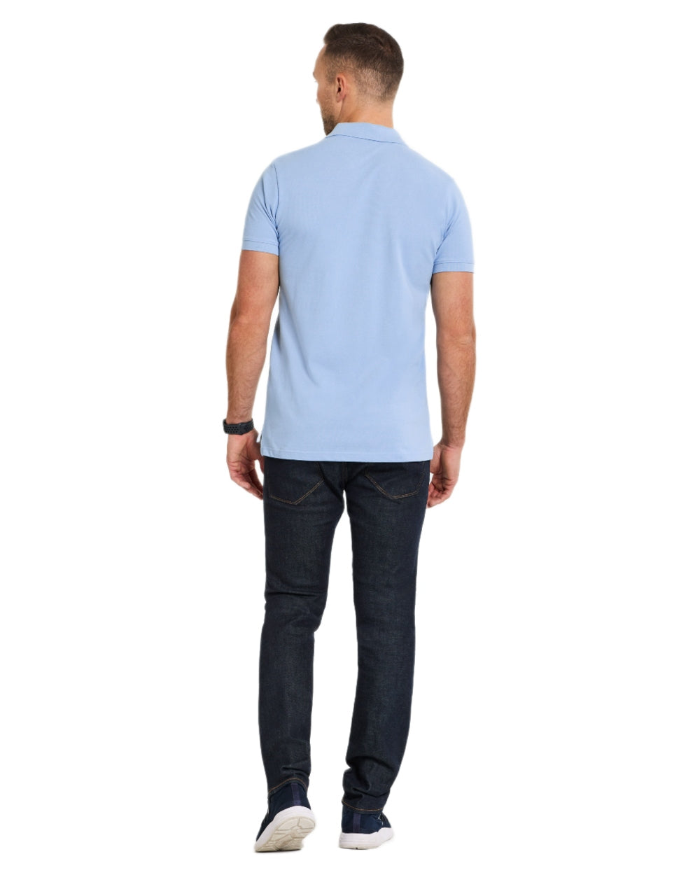 Sea Blue coloured Didriksons Ville Pike Polo Shirt 2 on white background