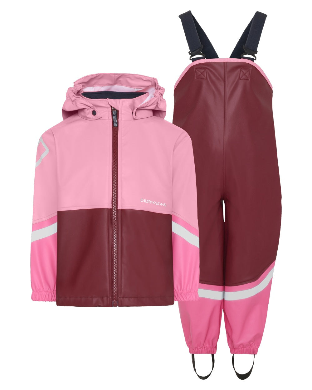 Anemon Red coloured Didriksons Waterman Kids Rain Set on white background