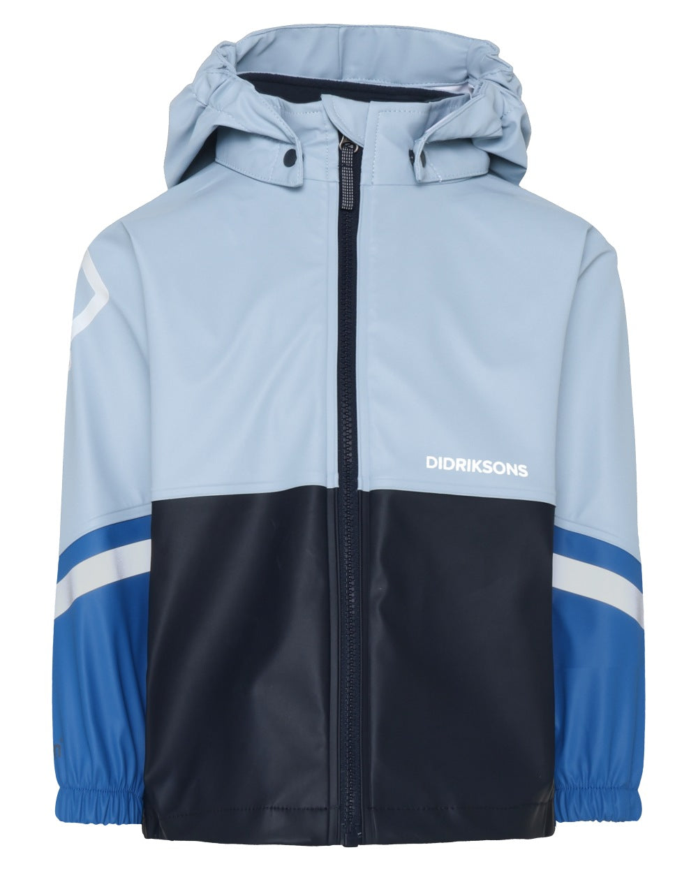Navy coloured Didriksons Waterman Kids Rain Set on white background