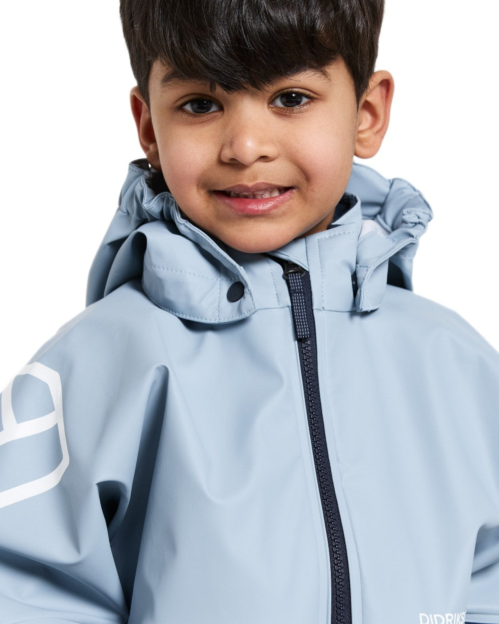 Navy coloured Didriksons Waterman Kids Rain Set on white background