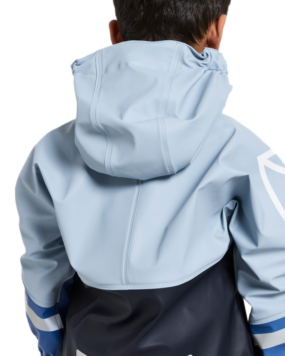 Navy coloured Didriksons Waterman Kids Rain Set on white background