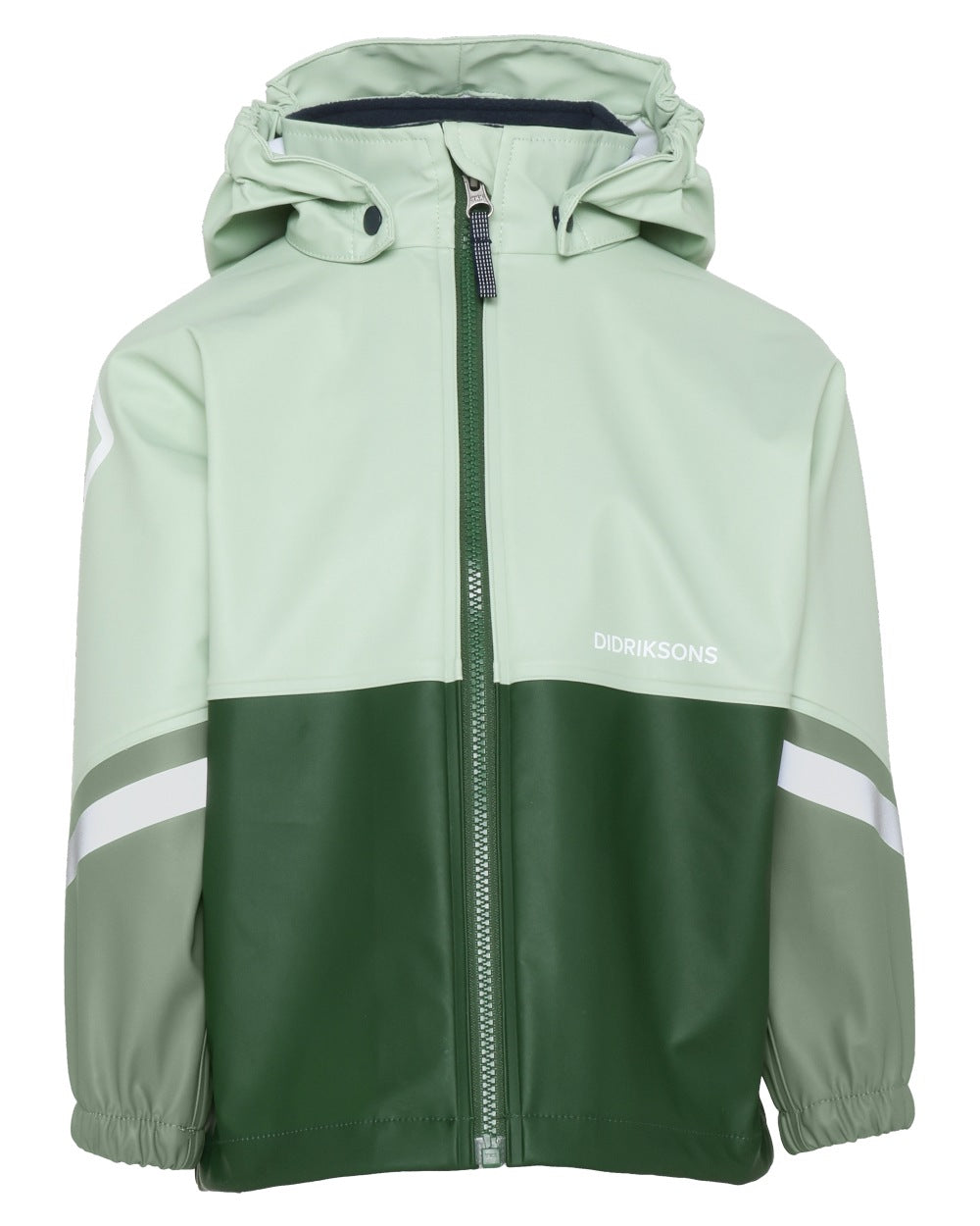 Pine Green coloured Didriksons Waterman Kids Rain Set on white background