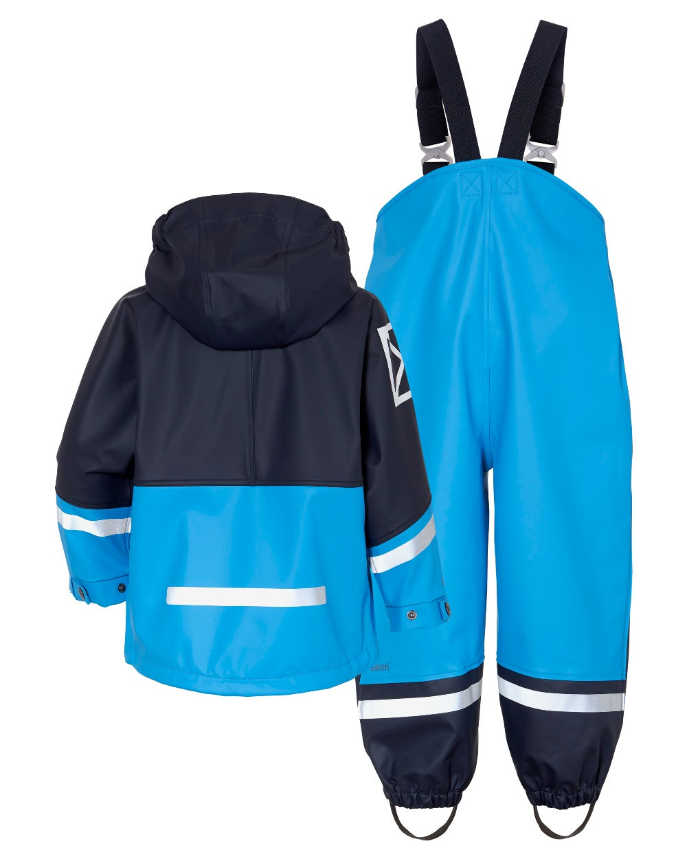 Sharp Blue coloured Didriksons Waterman Kids Rain Set on white background