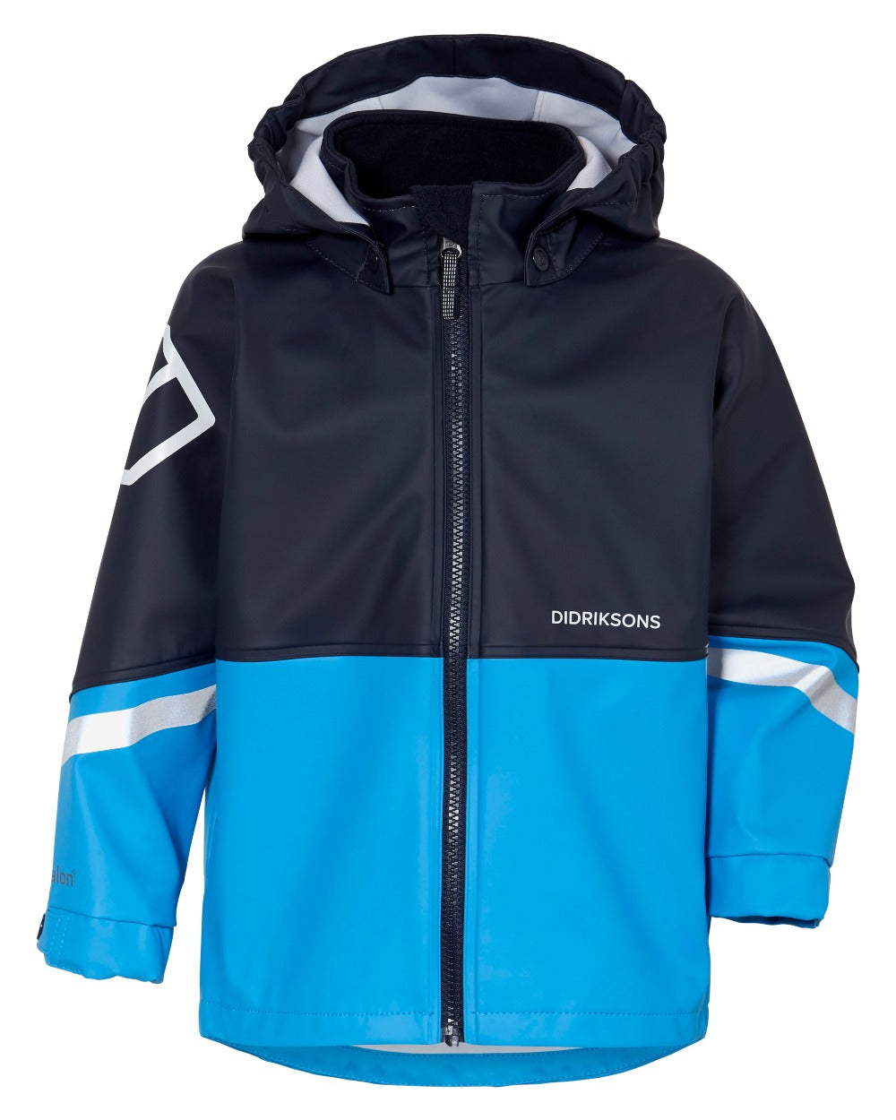 Sharp Blue coloured Didriksons Waterman Kids Rain Set on white background