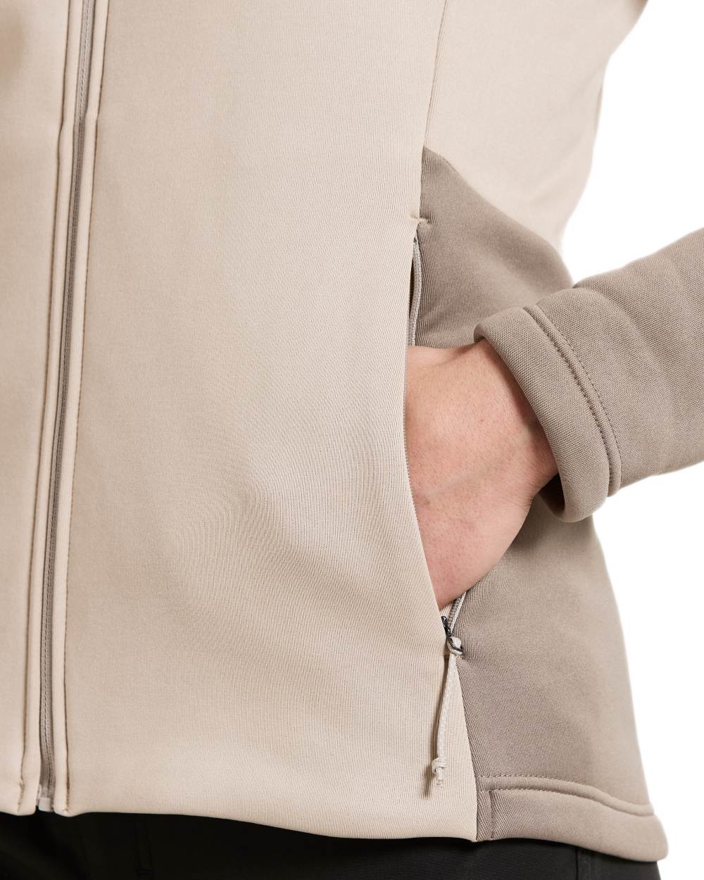 Beach Beige coloured Didriksons Womens Anneli Full Zip Fleece 3 on white background