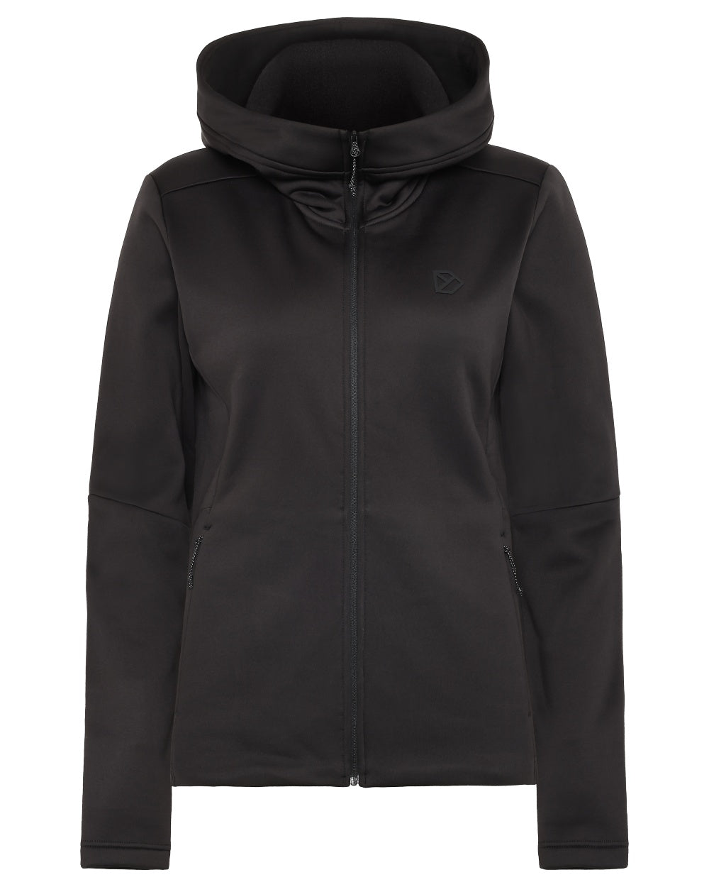 Black coloured Didriksons Womens Anneli Full Zip Fleece 3 on white background