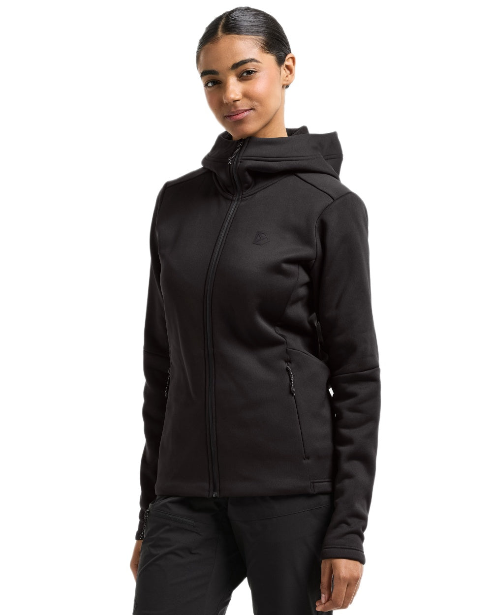 Black coloured Didriksons Womens Anneli Full Zip Fleece 3 on white background