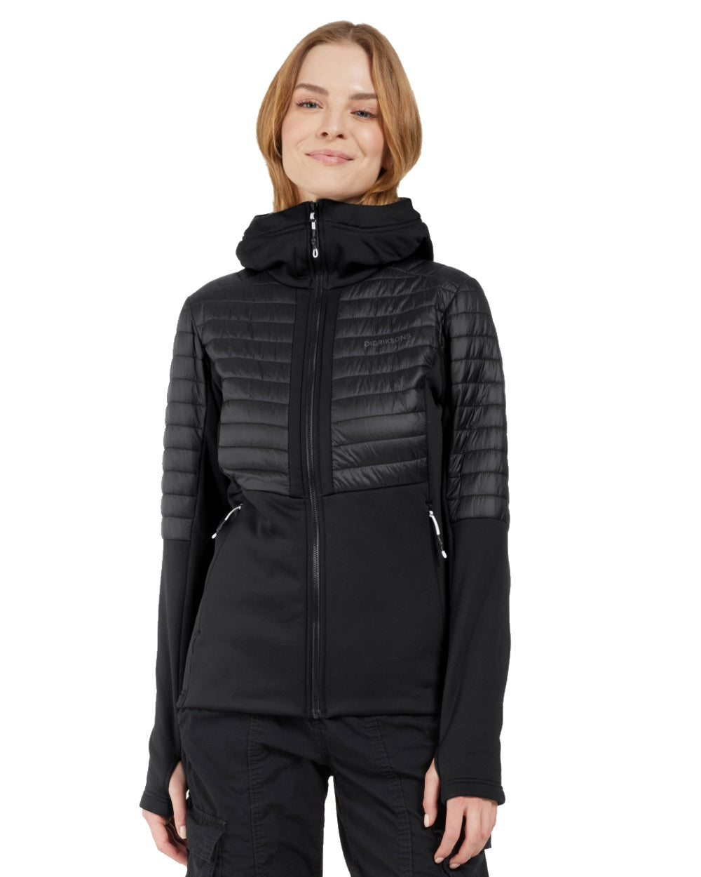 Black coloured Didriksons Womens Annema Full Zip 6 on white background