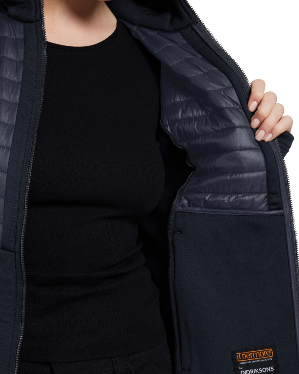 Dark Night Blue coloured Didriksons Womens Annema Full Zip 6 on white background