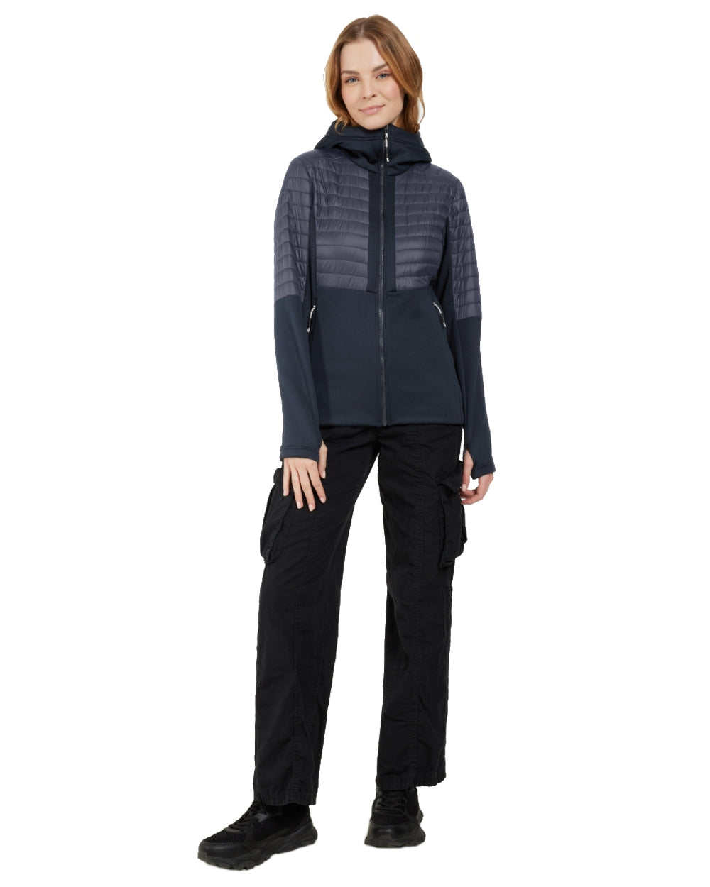 Dark Night Blue coloured Didriksons Womens Annema Full Zip 6 on white background