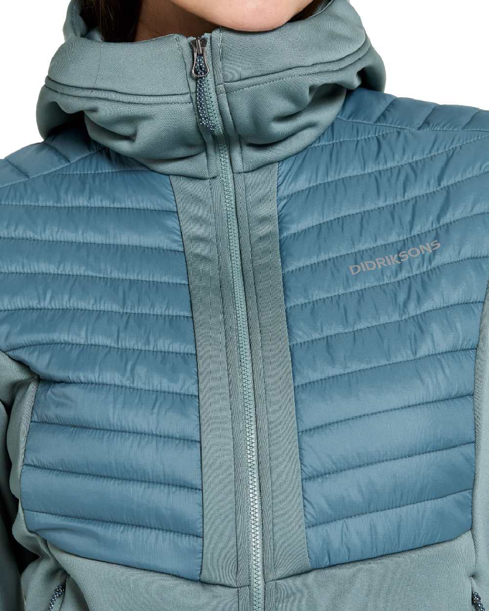 Factory Blue coloured Didriksons Womens Annema Full Zip 6 on white background