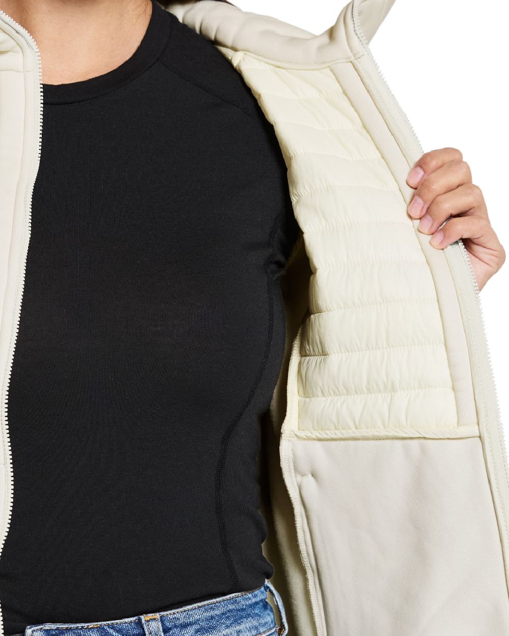 Shell White coloured Didriksons Womens Annema Full Zip 6 on white background
