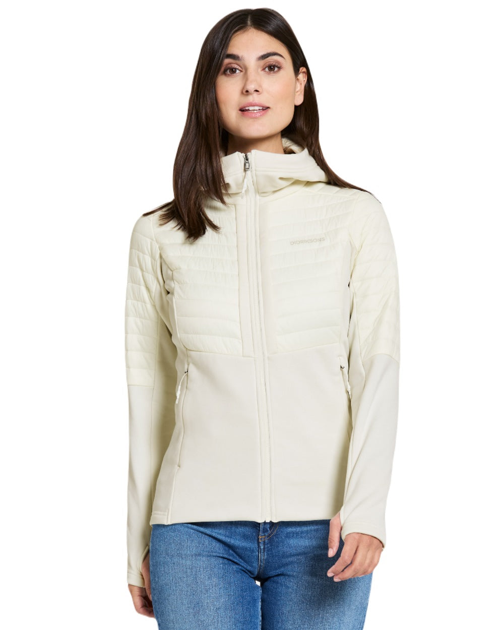 Shell White coloured Didriksons Womens Annema Full Zip 6 on white background