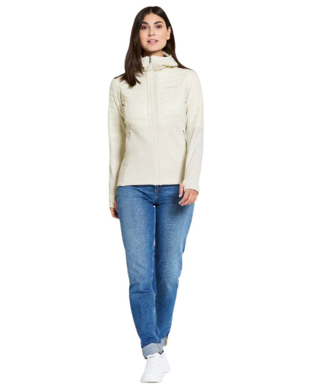 Shell White coloured Didriksons Womens Annema Full Zip 6 on white background